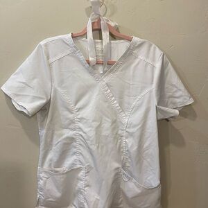 Cherokee White Women's Short Sleeve Scrub Top